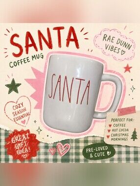 Rae Dunn SANTA Coffee Mug Red Interior Artisan Collection Christmas Holiday